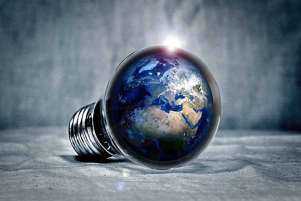 Light bulb image with the bulb altered to resemble the earth